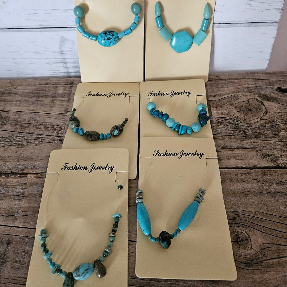 Bundle of 6 Artisan Magnesite and Howlite Stones for Jewelry Designs
